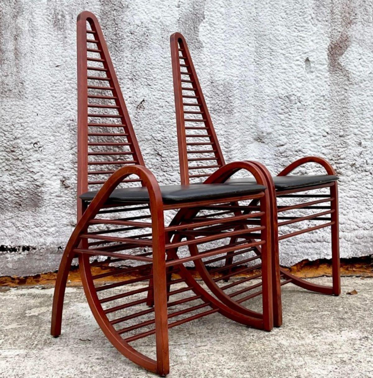 20th Century Vintage Italian Architectural Chairs After Gio Ponte - a Pair For Sale