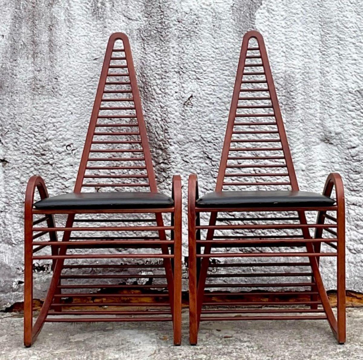 Vintage Italian Architectural Chairs After Gio Ponte - a Pair For Sale 1