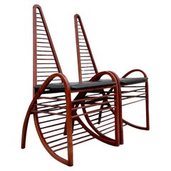 Paire de chaises architecturales italiennes vintage d'après Gio Ponte