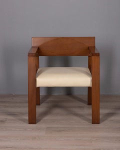 Fauteuil italien vintage en bois et cuir, années 1980