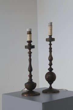 Vintage Italian Art Deco Bronze Candlesticks Repurposed as Table Lamps