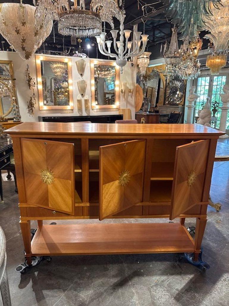 Vintage Italian Art Deco Design Bookmatched Cherrywood Cabinet For Sale 3