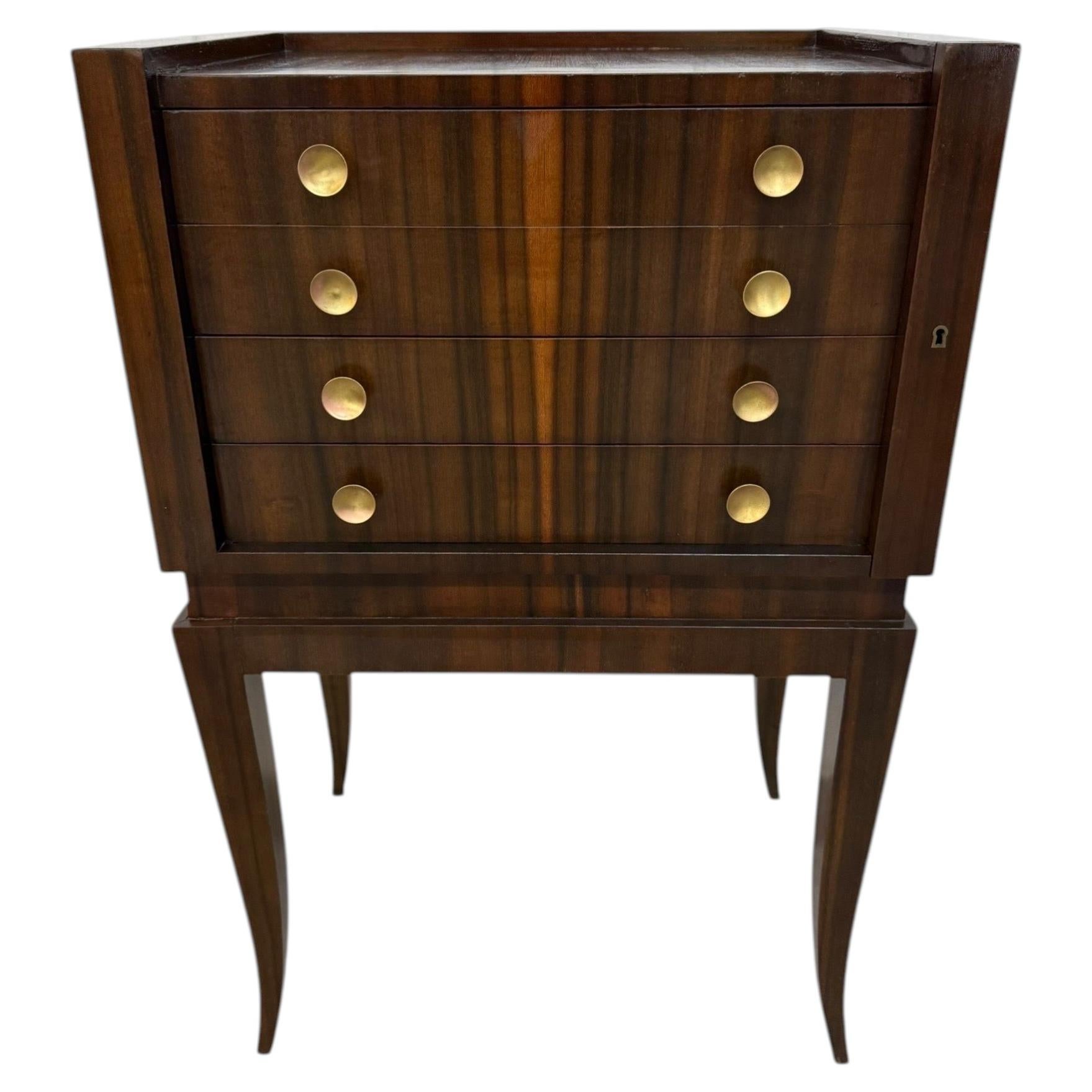 Vintage Italian Art Deco Macassar Ebony Silverware Chest For Sale