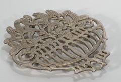 Vintage Italian Art Deco Metal Trivet Stand Basket Berries Branches