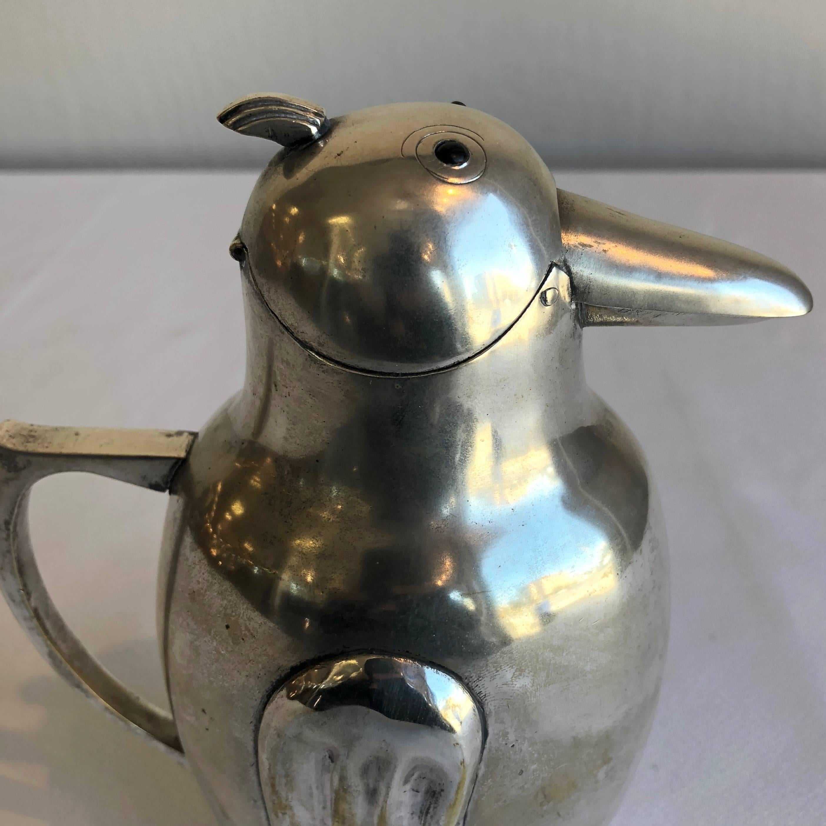 Vintage Italian Art Deco Silverplate Penguin Cocktail Server 9