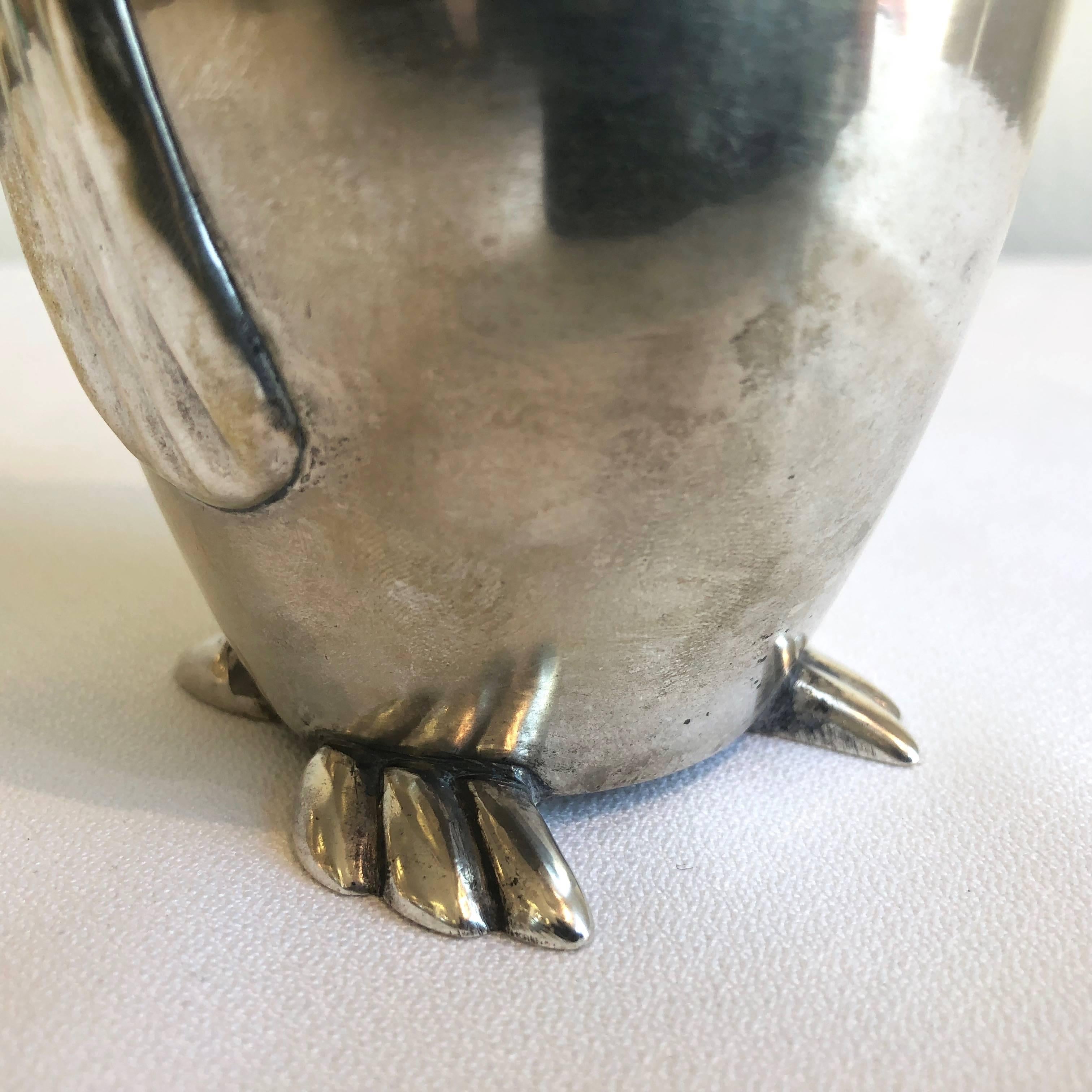 Vintage Italian Art Deco Silverplate Penguin Cocktail Server 12