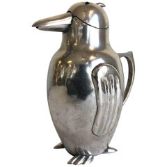 Vintage Italian Art Deco Silverplate Penguin Cocktail Server