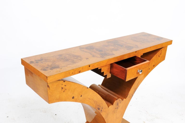 Vintage Italian Art Deco Style Burl Wood Console Table ...