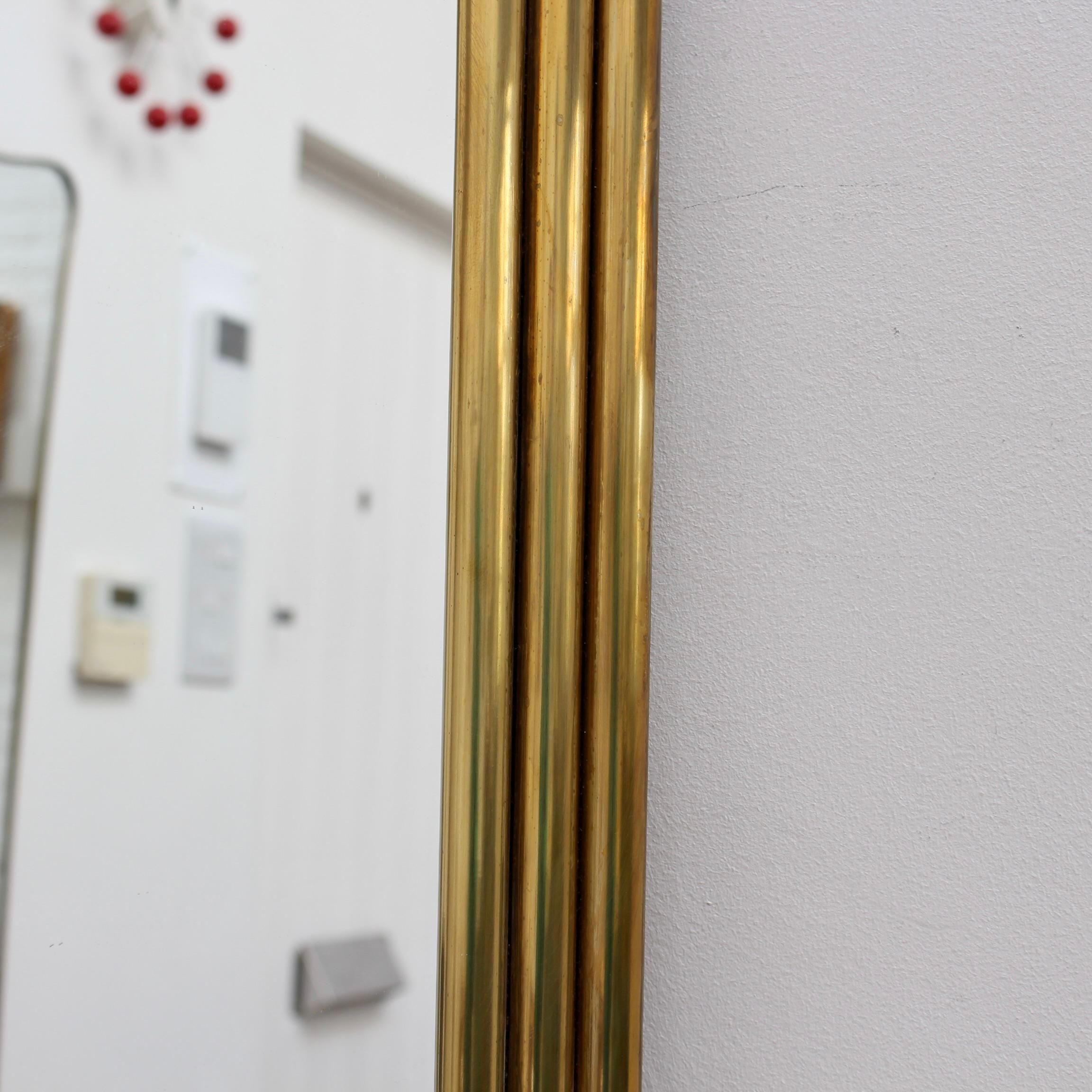 Vintage Italian Art Deco Wall Mirror with Brass Frame (circa 1960s) For Sale 8