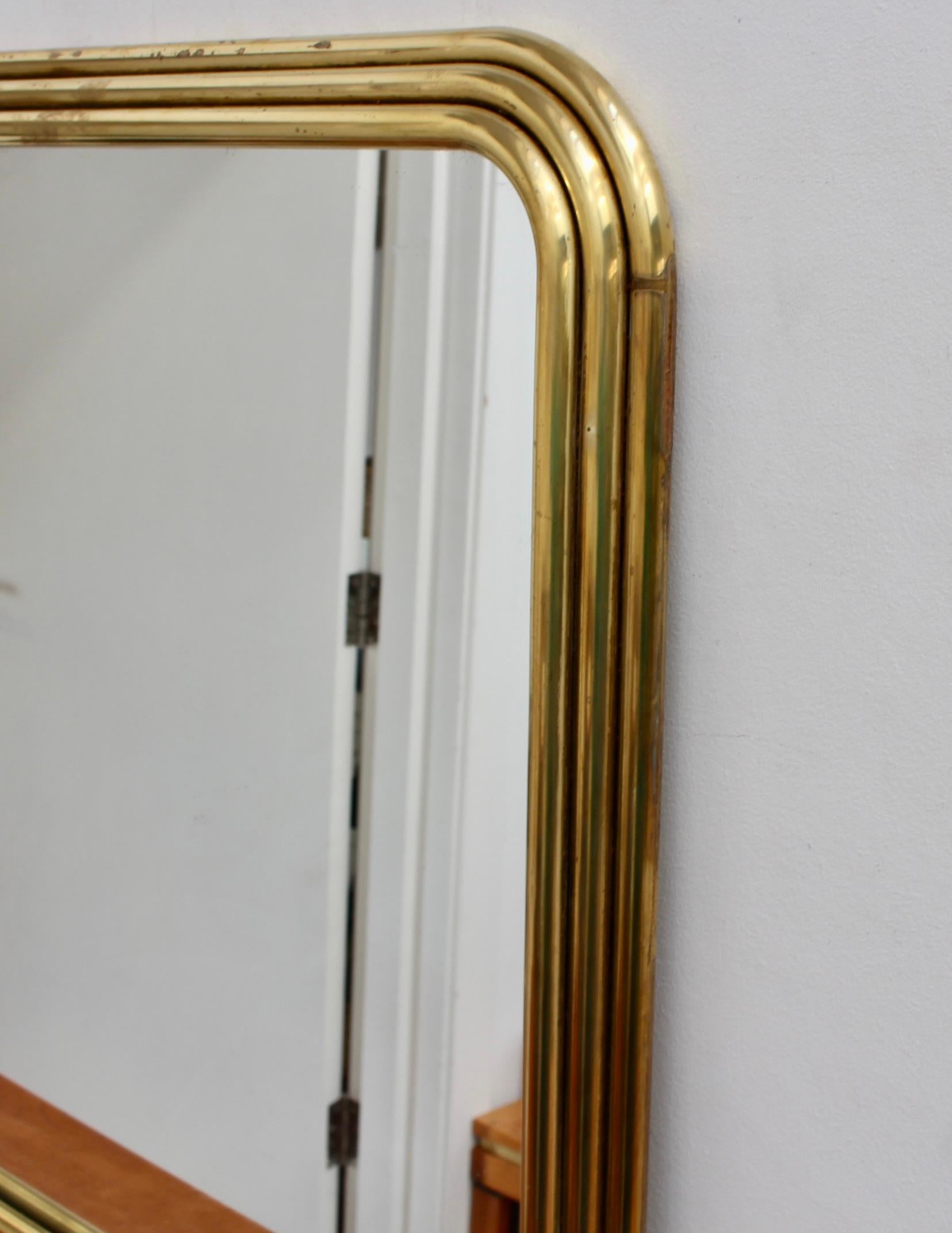Vintage Italian Art Deco Wall Mirror with Brass Frame (circa 1960s) For Sale 14