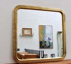 Vintage Italian Art Deco Wall Mirror with Brass Frame (circa 1960s)