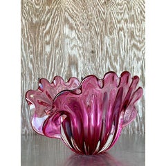 Vintage Italian Art Glass Bi Level Bowl After Murano