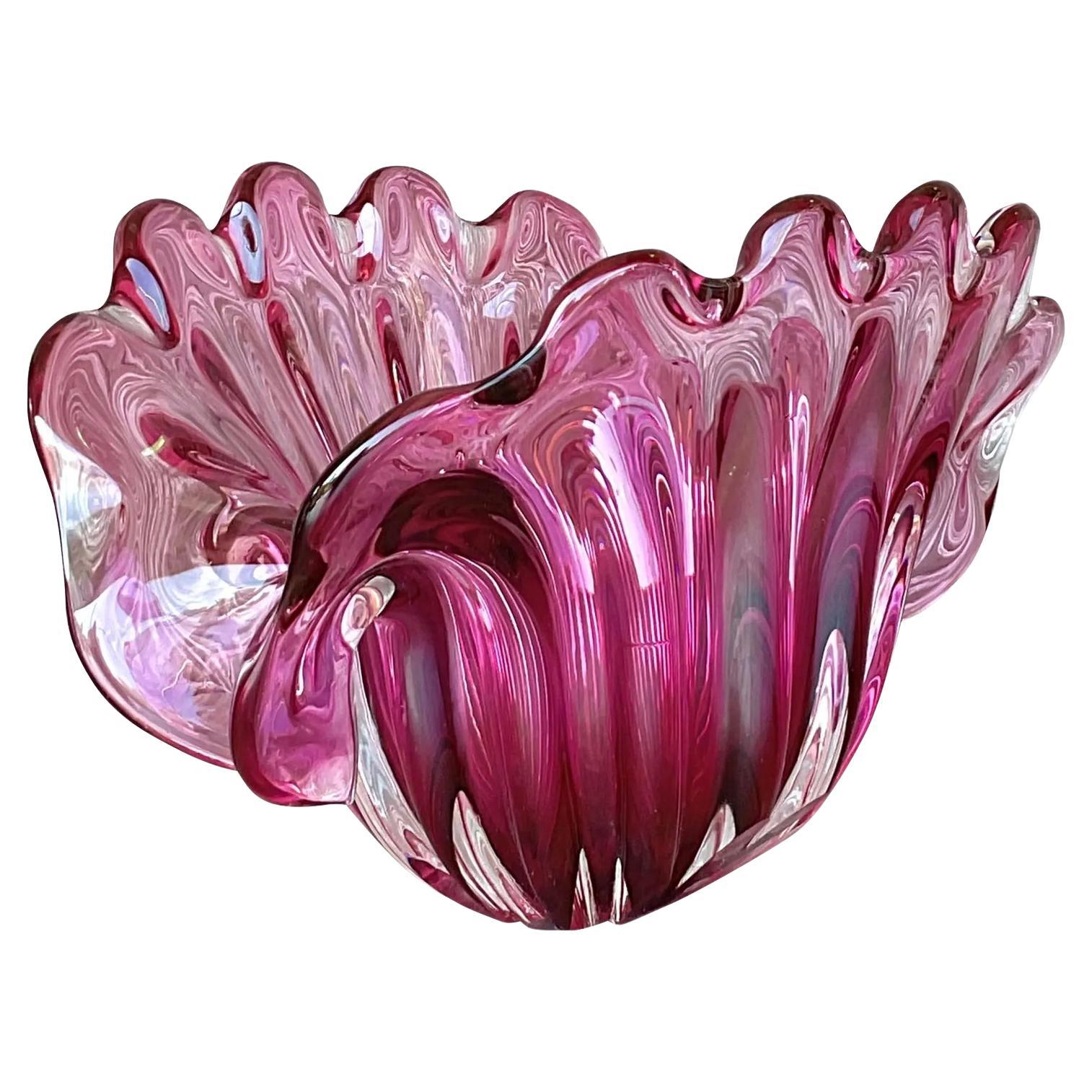 Vintage Italian Art Glass Bi Level Bowl Después de Murano
