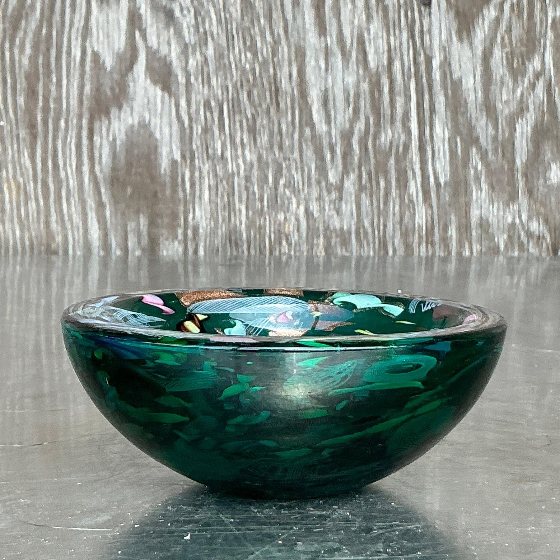 Vintage Italian Art Glass Bowl After Murano In Good Condition For Sale In West Palm Beach, FL