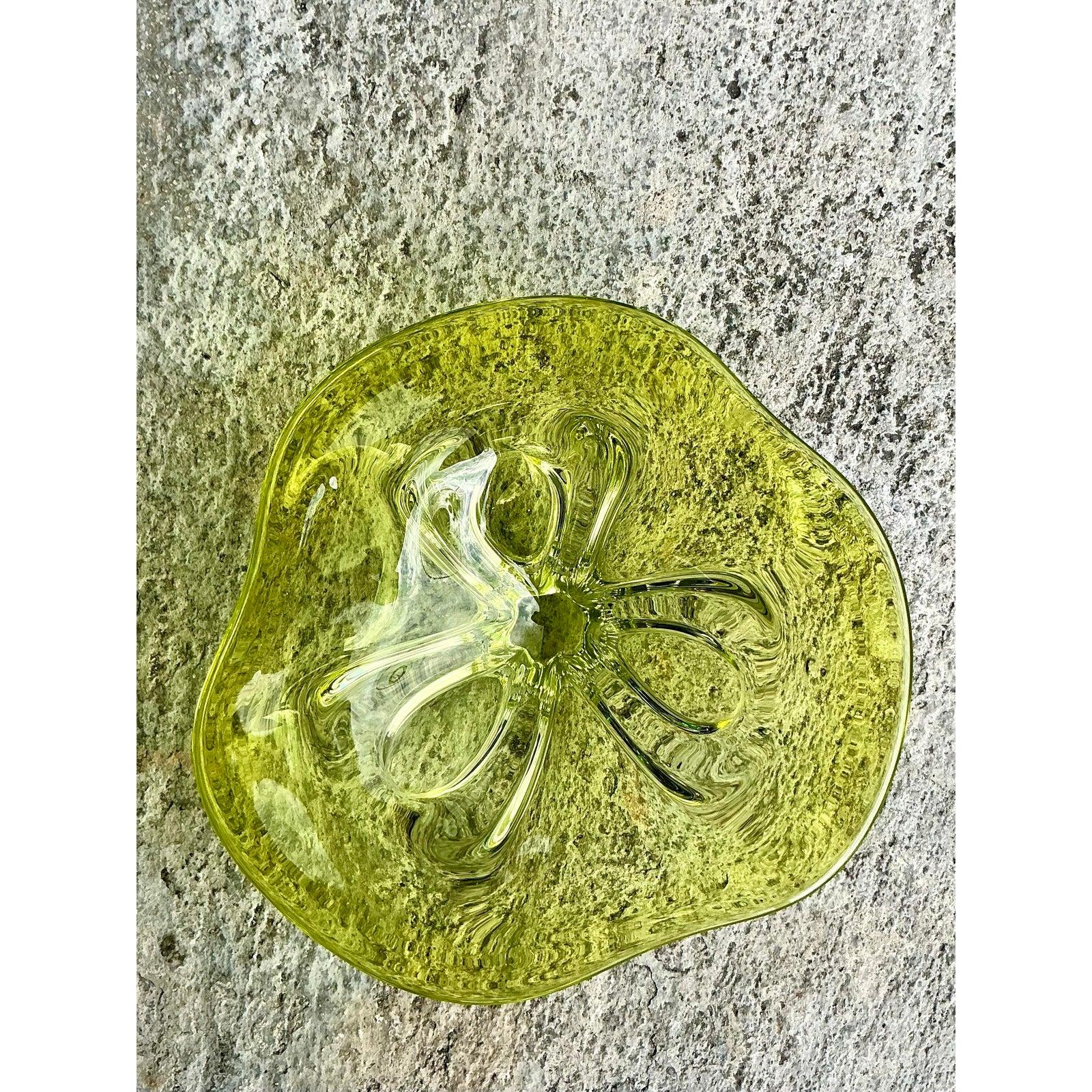 Mid-Century Modern Vintage Italian Art Glass Bowl After Murano For Sale