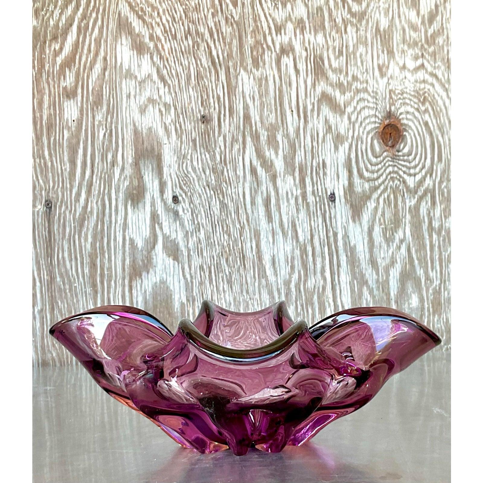 Vintage Italian Art Glass Bowl After Murano In Good Condition For Sale In West Palm Beach, FL