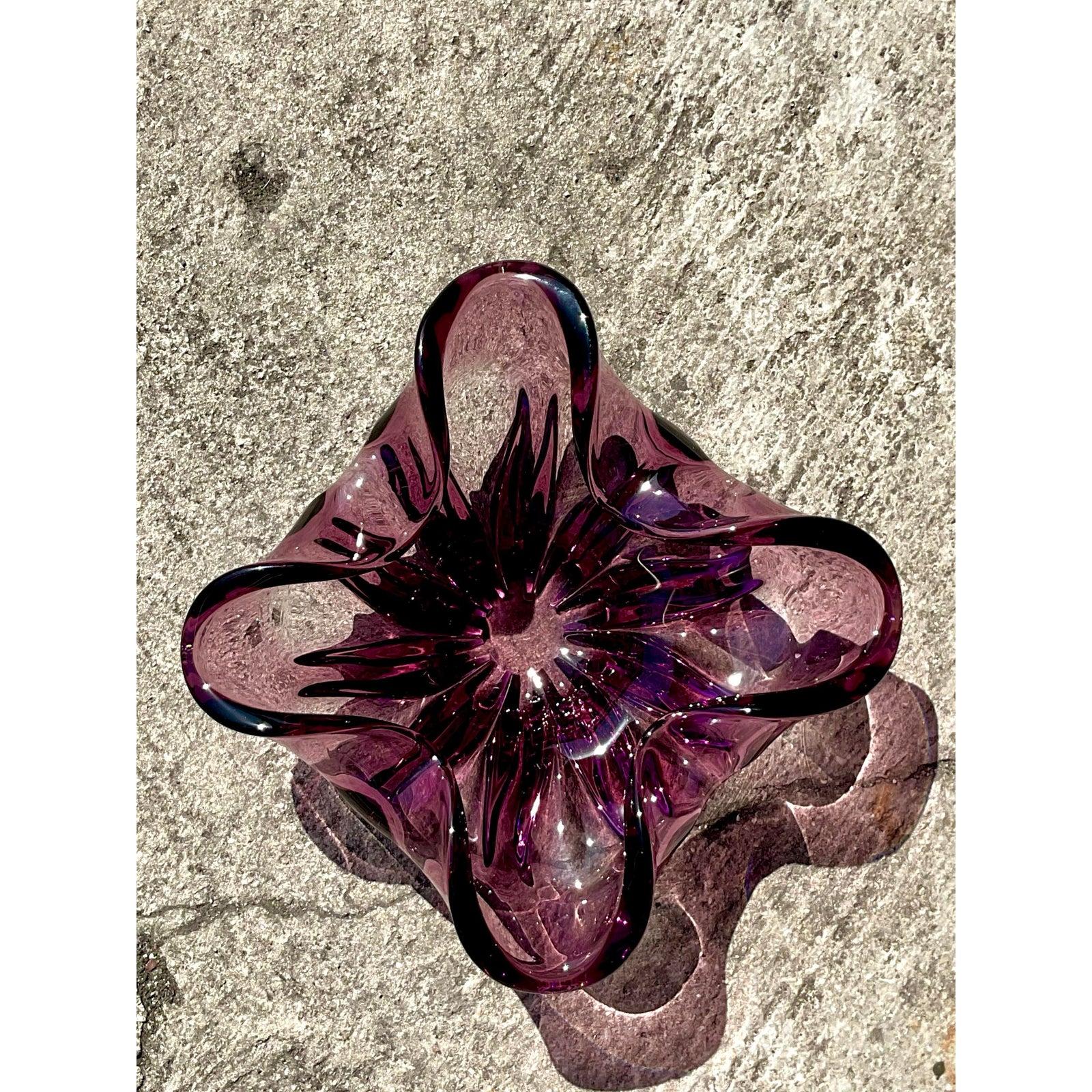 20th Century Vintage Italian Art Glass Bowl After Murano For Sale