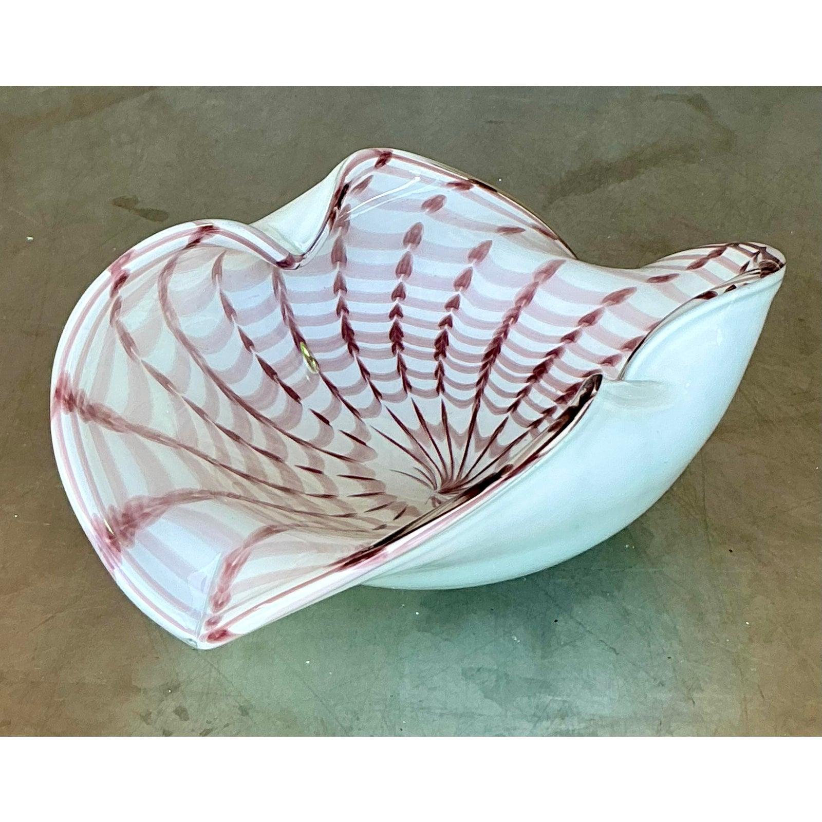 20th Century Vintage Italian Art Glass Bowl After Murano For Sale