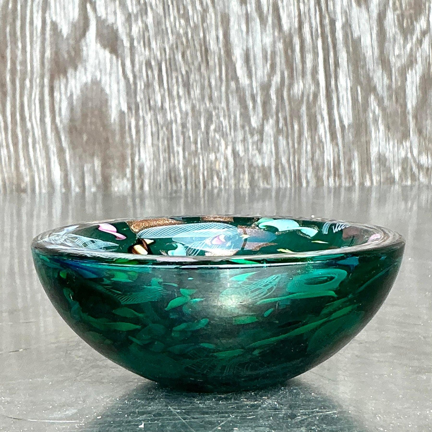 Vintage Italian Art Glass Bowl After Murano For Sale 2
