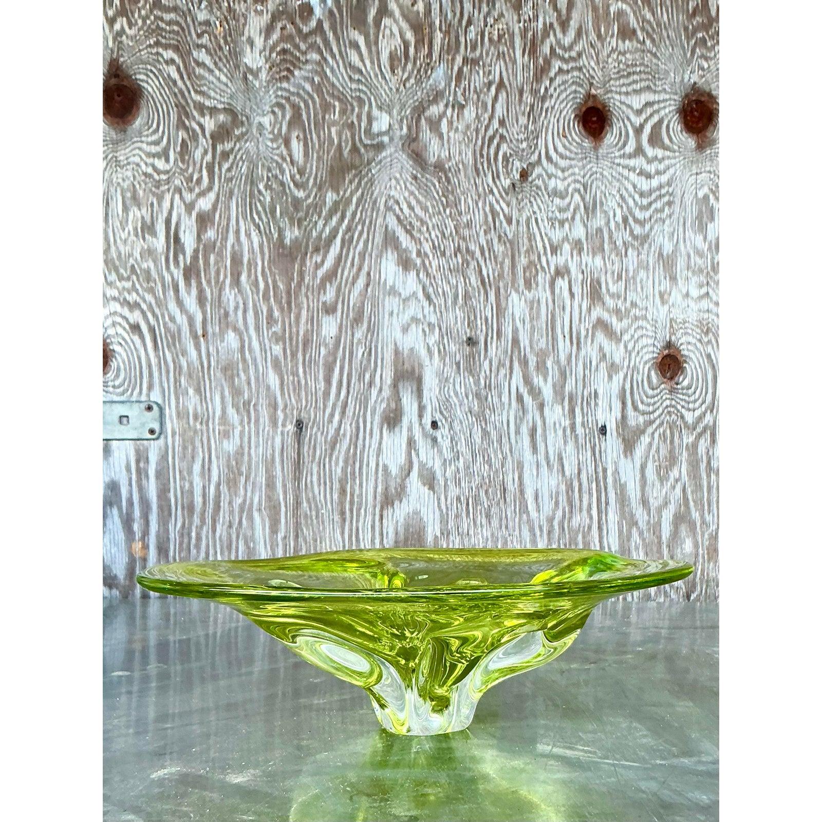 Vintage Italian Art Glass Bowl After Murano For Sale 1