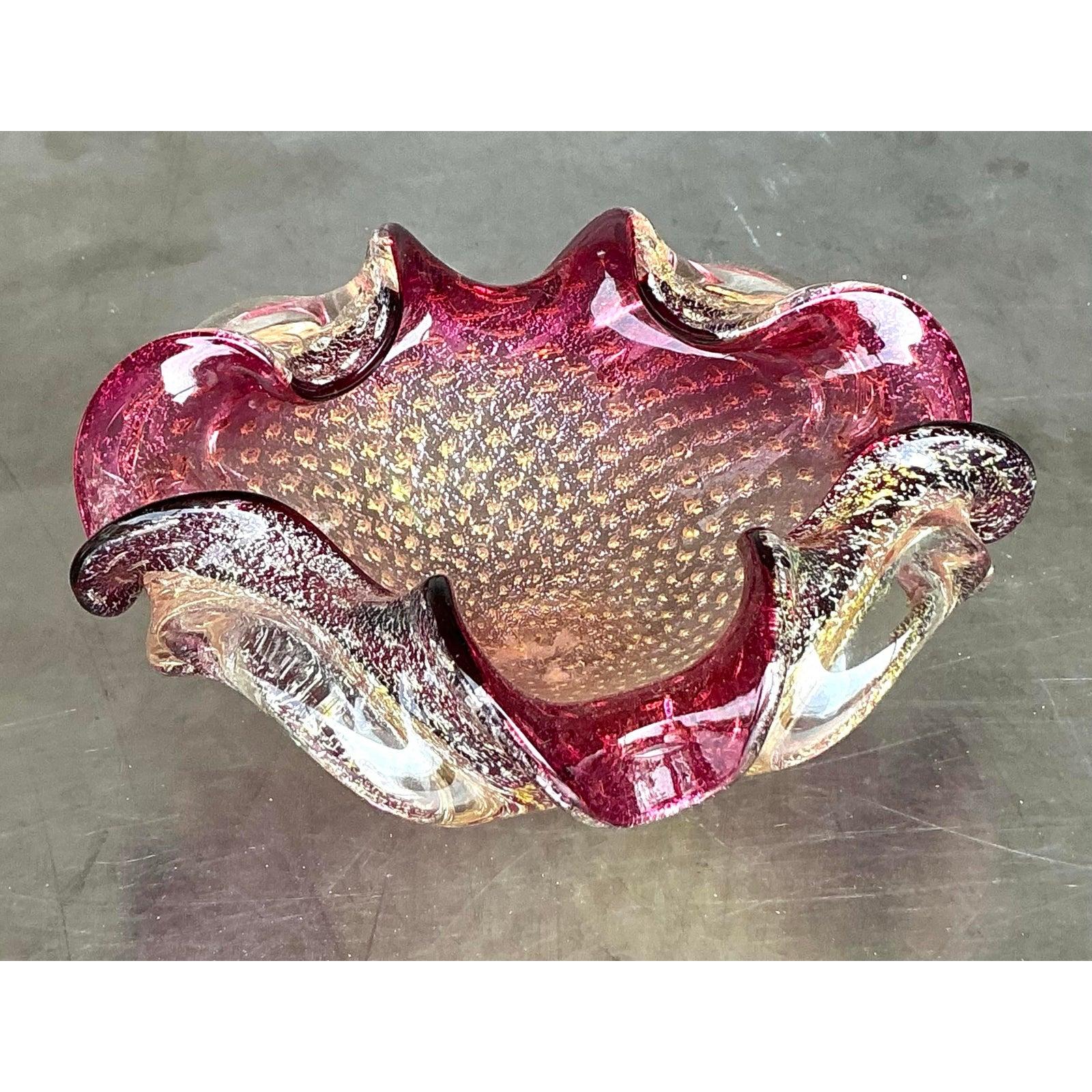 Vintage Italian Art Glass Bowl After Murano For Sale 2