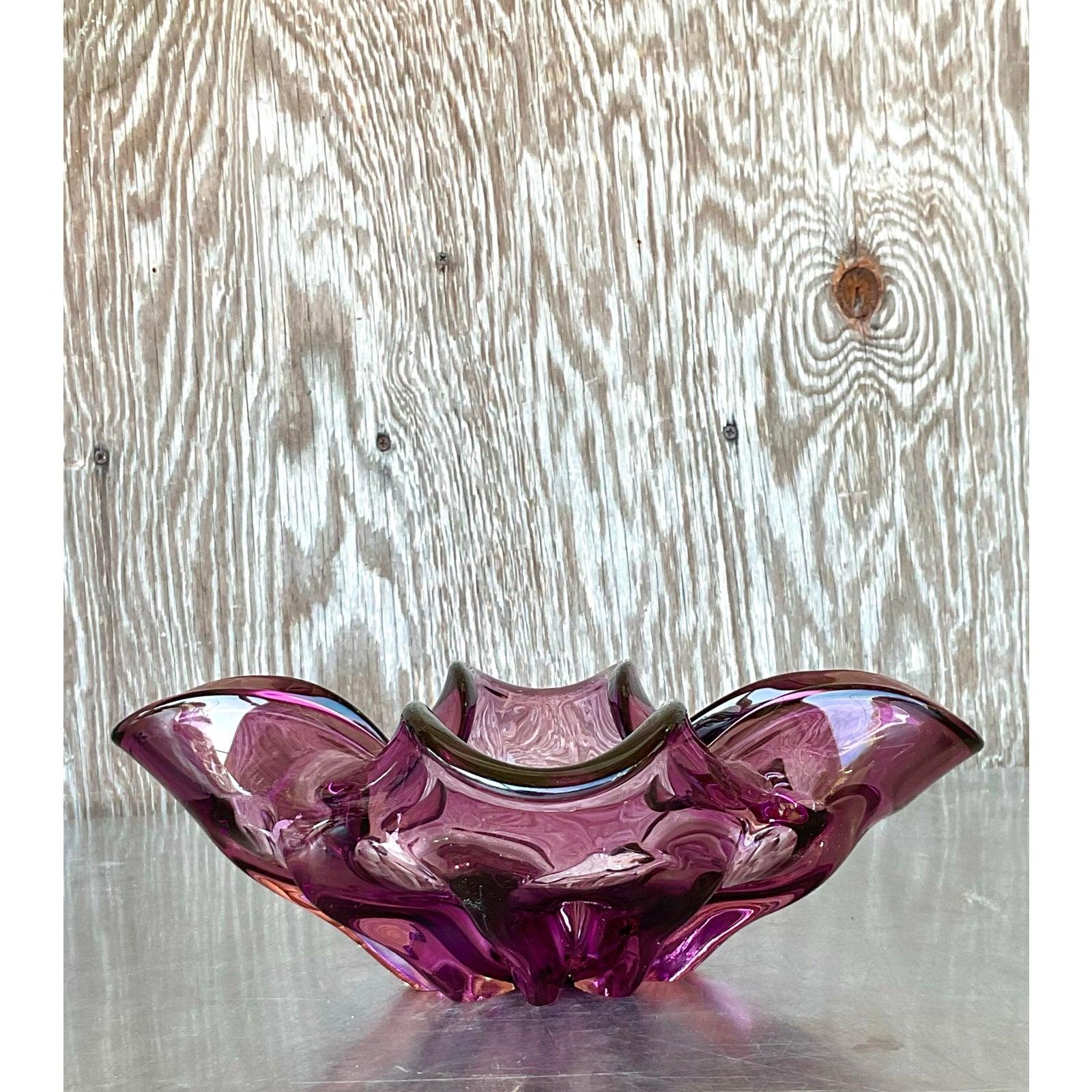 Vintage Italian Art Glass Bowl After Murano For Sale 3