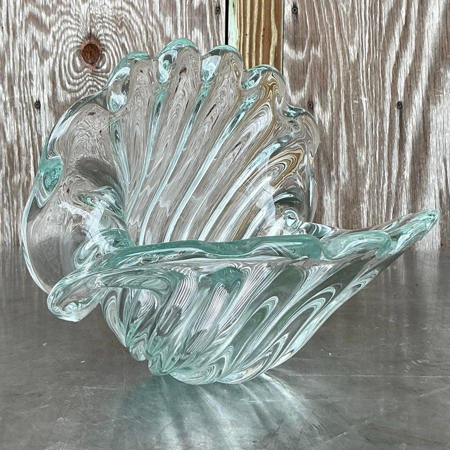 Vintage Italian Glass Muschelschale nach Murano Seguso (Muranoglas)