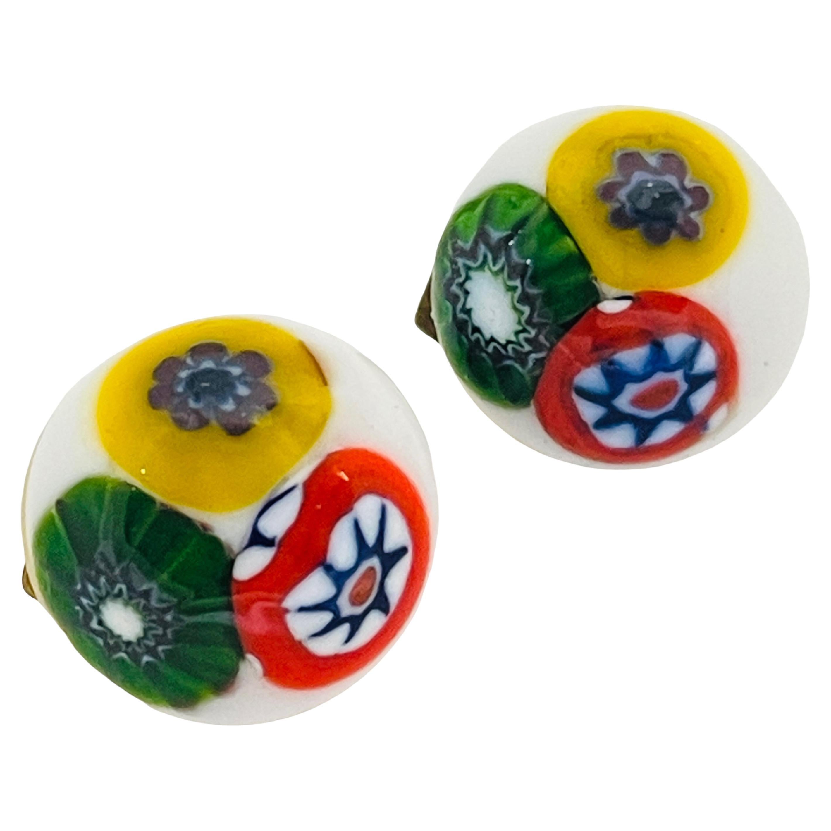 Pendientes de clip de diseño en cristal artístico ITALIANO vintage