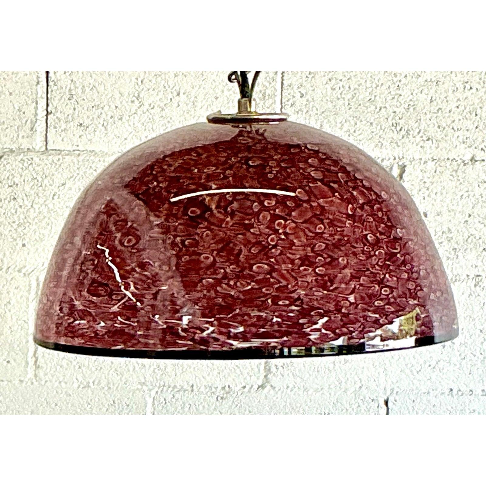 Mid-Century moderno Ciondolo a cupola in vetro artistico vintage Italian Glass, dopo Murano in vendita