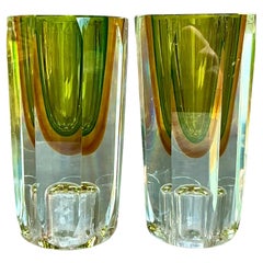 Vintage Italian Art Glass Jarrón de Murano - Pareja