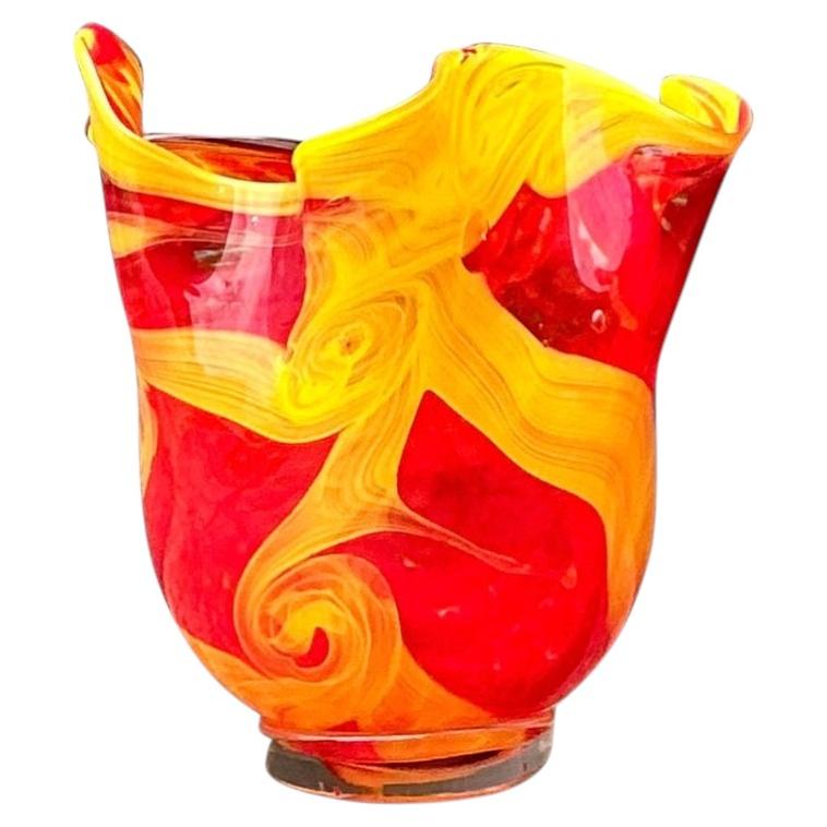 Vase d'art italien vintage d'après Murano
