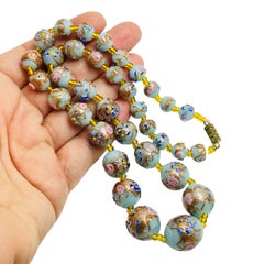 Vintage Italian art glass wedding cake beaded designer necklace