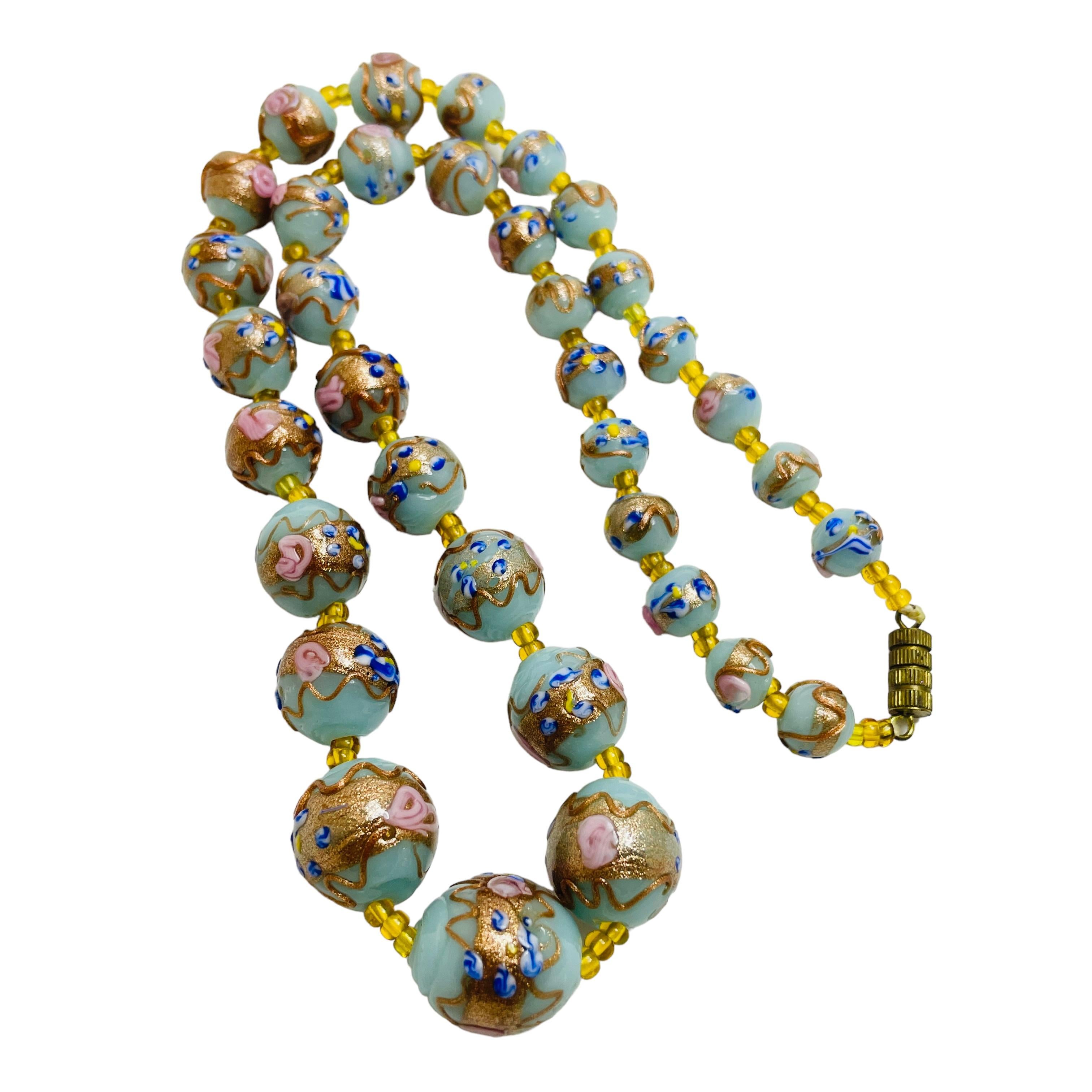 Women's or Men's Vintage Italian art glass wedding cake beaded designer necklace