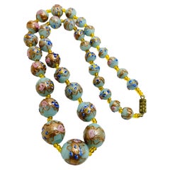  Designer-Halskette aus italienischem Vintage-Kunstglas für Hochzeitstorten mit Perlen