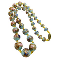 Vintage Italian art glass wedding cake beaded designer necklace