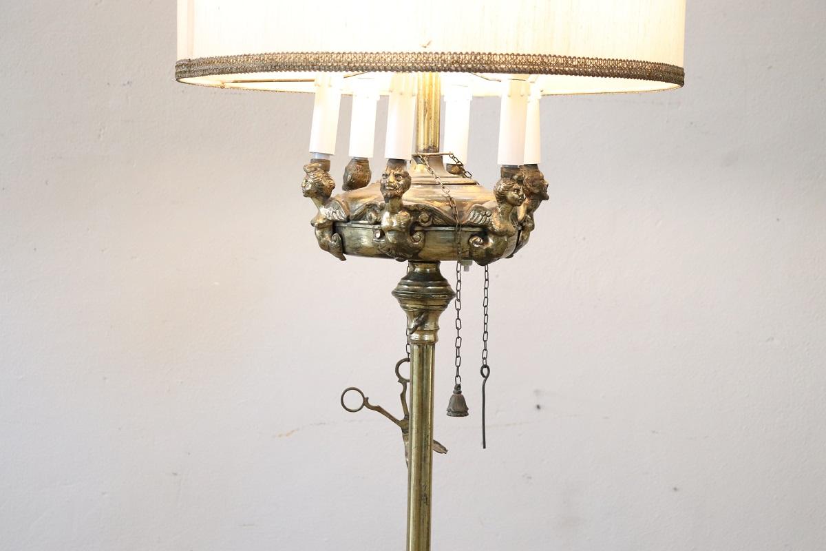 italien Vintage Italian Brass Floor Lamp en vente