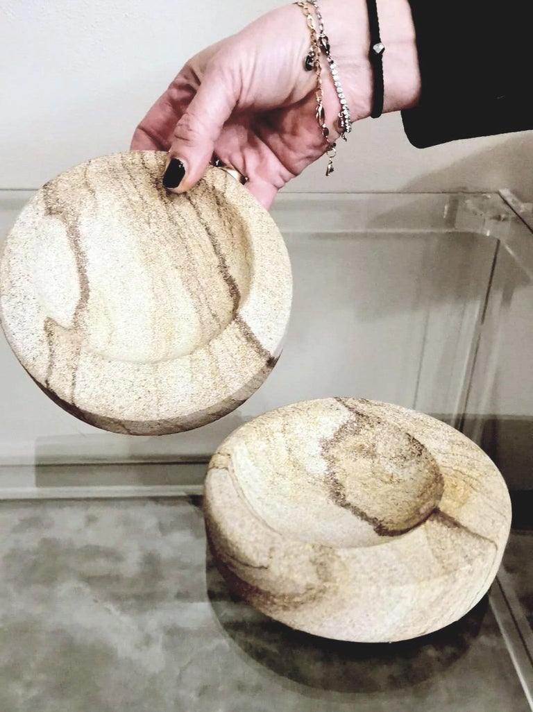 Vintage Italian Ashtray Pair Made in Santafiora Stone For Sale at 1stDibs