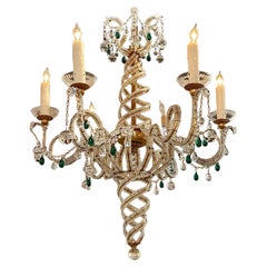 Vintage Italian Bagues Style Beaded 6 Light Chandelier