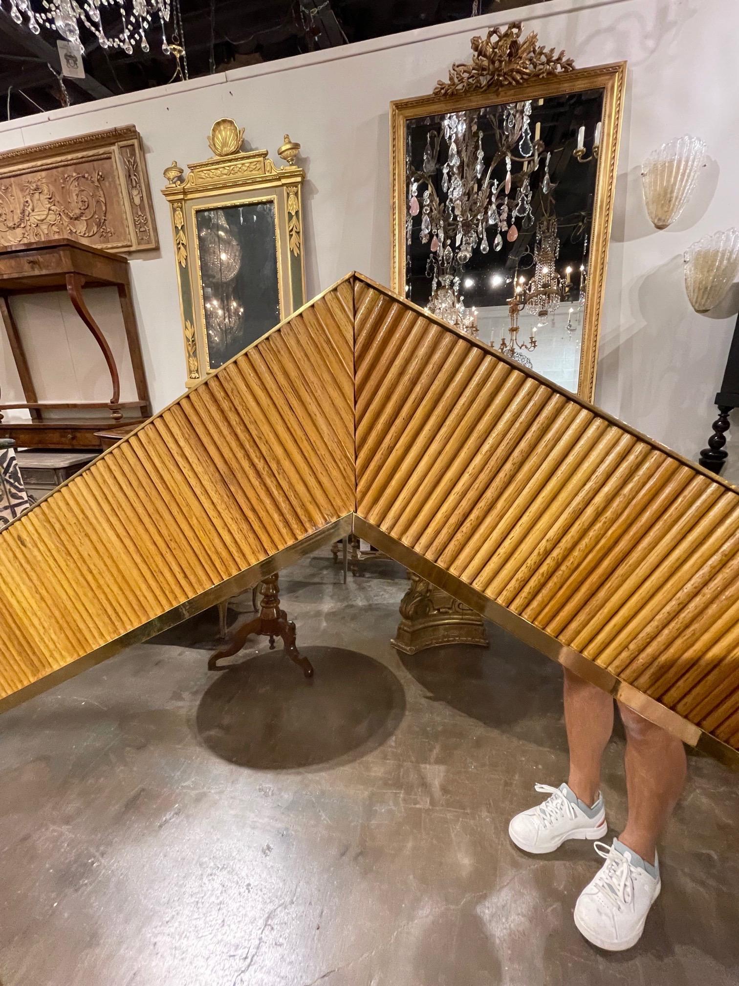 Vintage Italian Bamboo and Brass Hex Mirrors In Good Condition In Dallas, TX