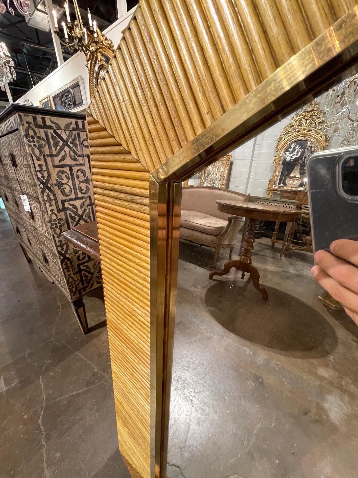 Vintage Italian Bamboo and Brass Hex Mirrors 2