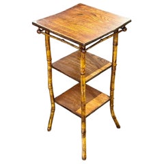 Vintage Italian Bamboo and Oak Side Table