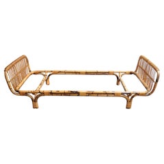 Vintage Italian Bamboo and Rattan Daybed by Tito Agnoli for Bonacina