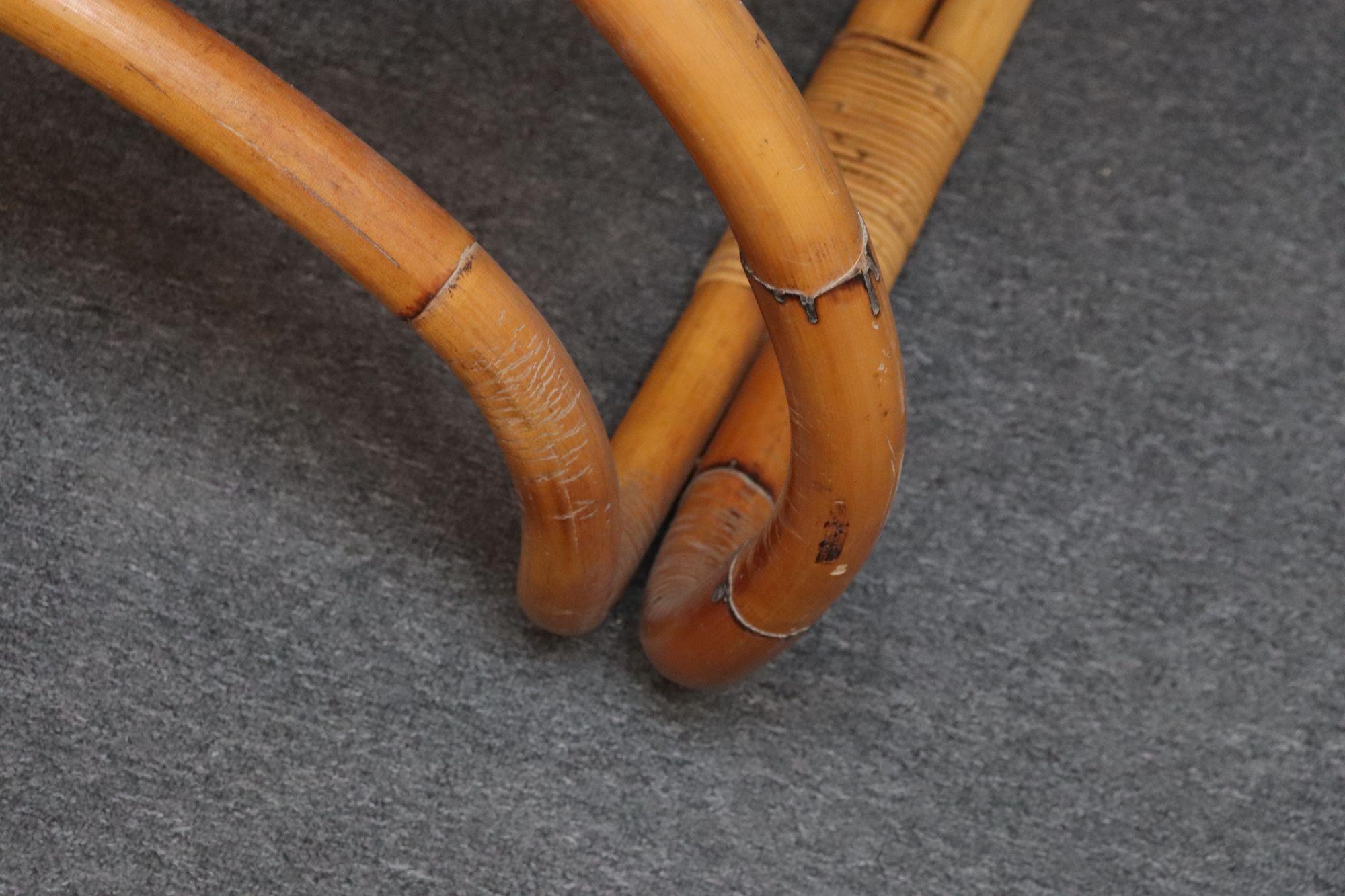 Sedia da salotto scultorea in vimini e bambù d'epoca con cuscini ADS in vendita 12