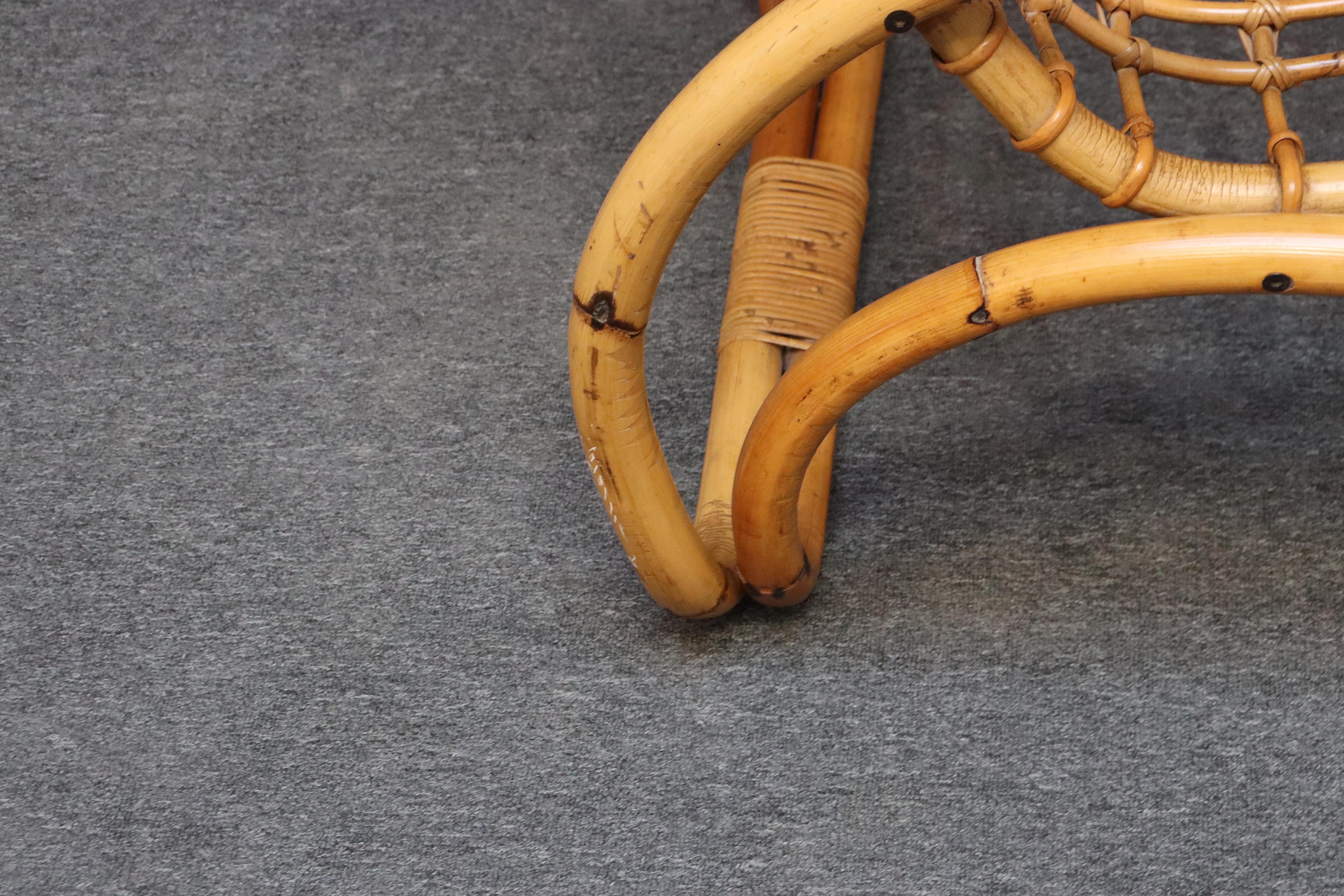 Vintage Italian Bamboo and Wicker Sculptural Lounge Chair mit zusätzlichen Polstern im Angebot 13