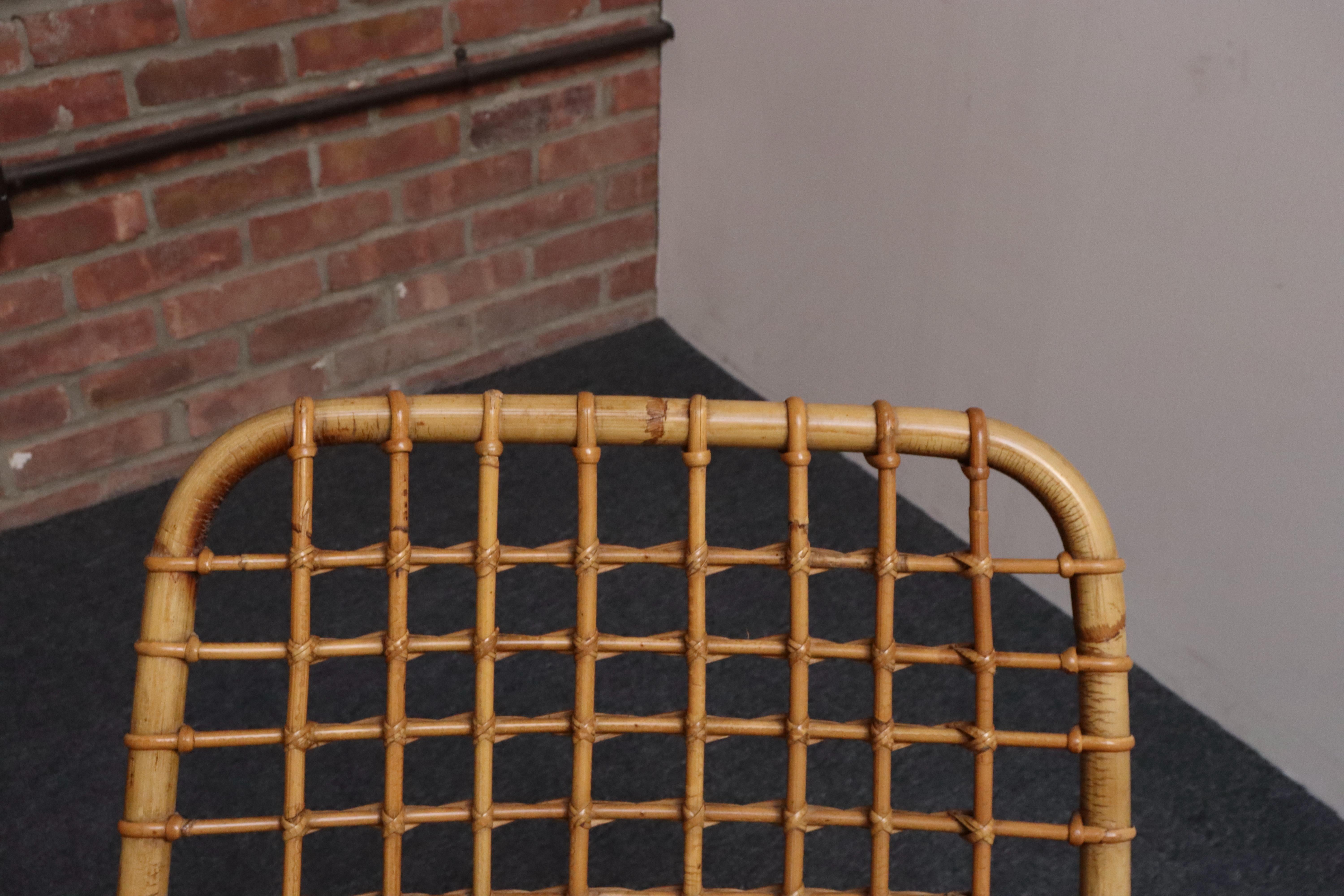 Vintage Italian Bamboo and Wicker Sculptural Lounge Chair mit zusätzlichen Polstern im Angebot 2