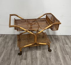 Vintage Italian Bamboo Bar Cart/Trolley