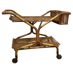 Vintage Italian Bamboo Bar Cart/Trolley