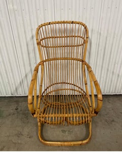Vintage Bamboo Armchair by Tito Agnoli, Italian Design, Circa 1970s