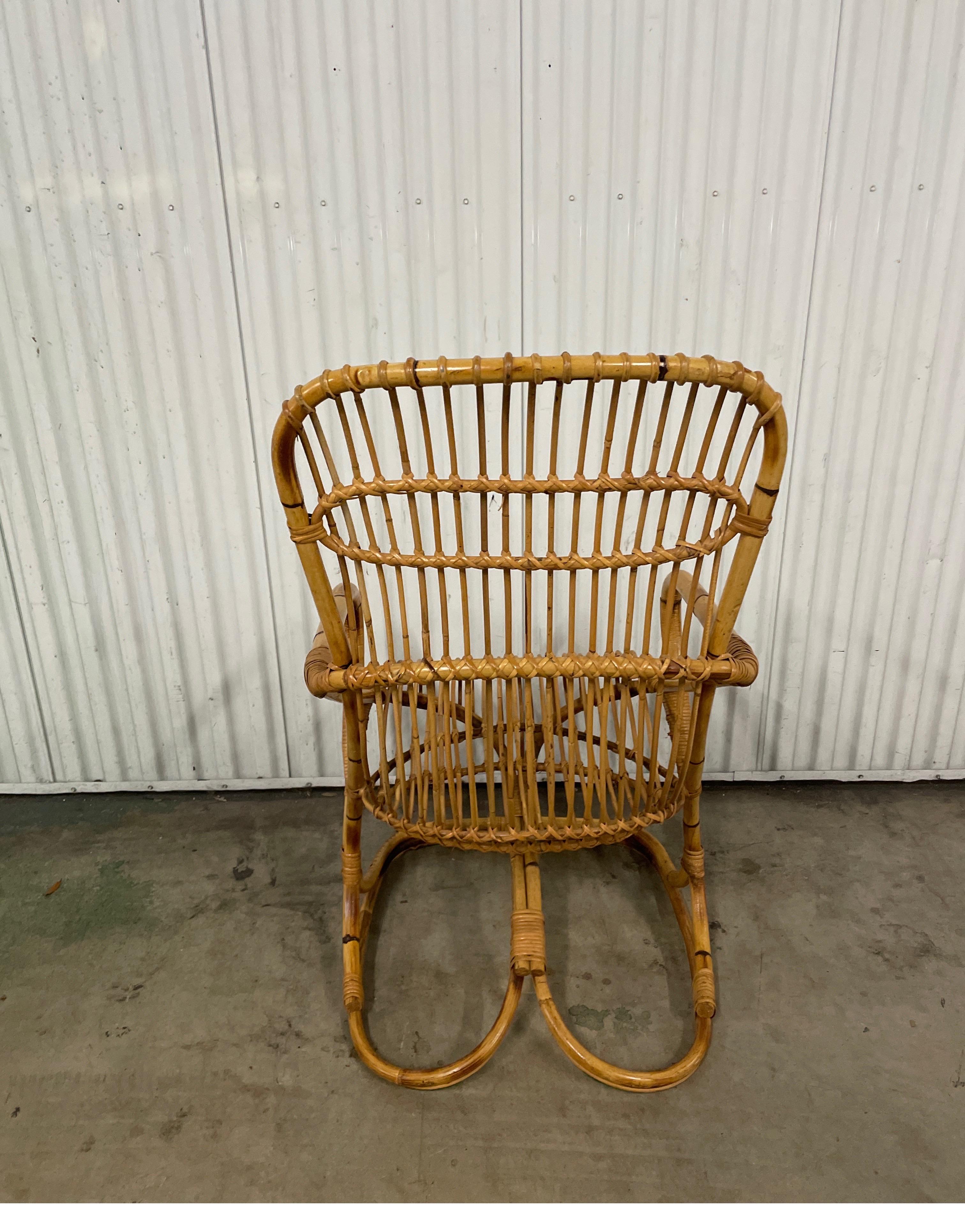 20th Century Vintage Italian Bamboo Chair by Tito Agnoli For Sale