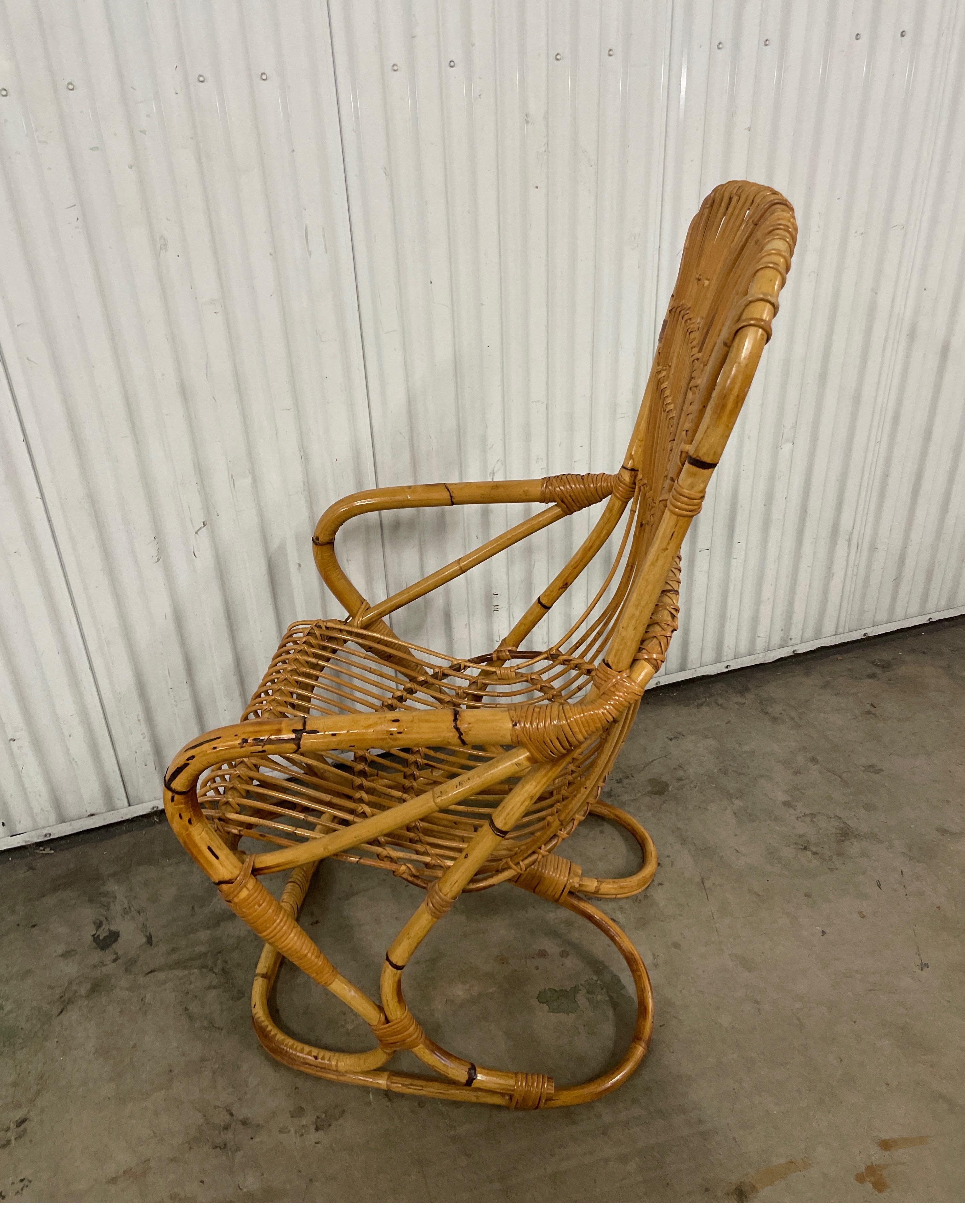 Vintage Italian Bamboo Chair by Tito Agnoli For Sale 1